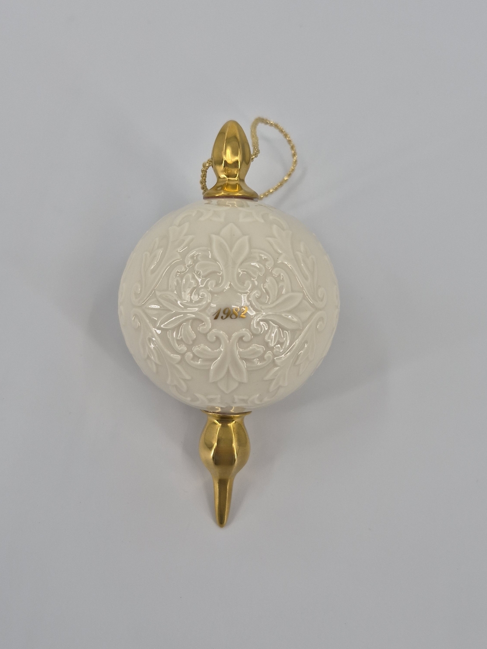 Vintage Lenox 1982 First Annual Christmas Ornament Porcelain Ball 24K Gold Trim